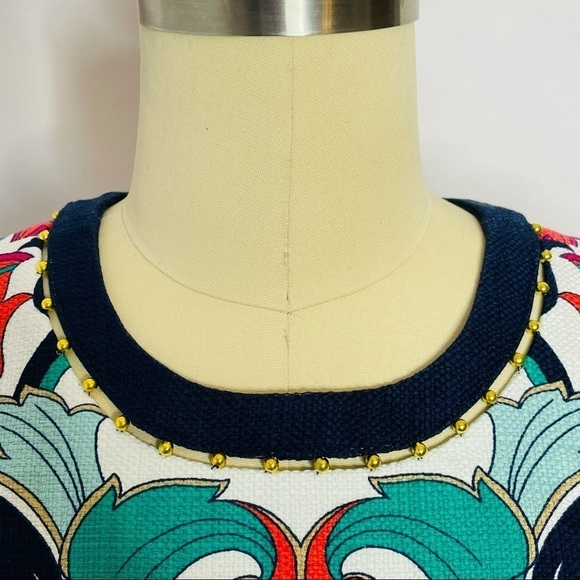 Laundry by Shelli Segal Printed Beaded Neck Dress- Size 6 - Picture 5 of 9